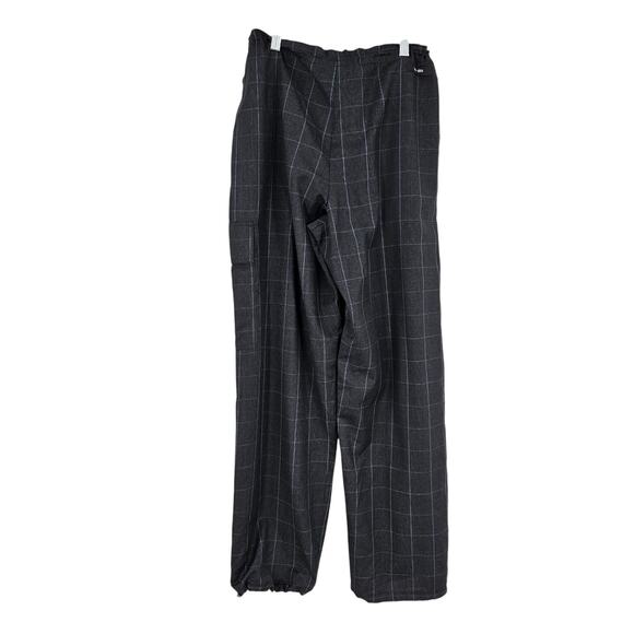 We-ar4 The Freestyle Cargo Pants Dark Blue Wool Plaid Wide Leg Drawstring Size M - Picture 2 of 10